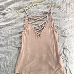 Project social tee nude lace up knit tank